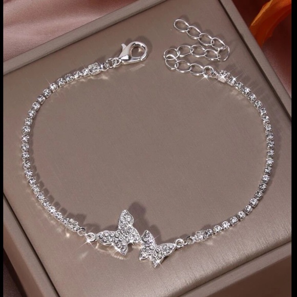 Cubic Zirconia Silver Butterfly Bracelet - Picture 2 of 7